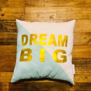 DREAM BIG white-gold-turquoise PILLOW
